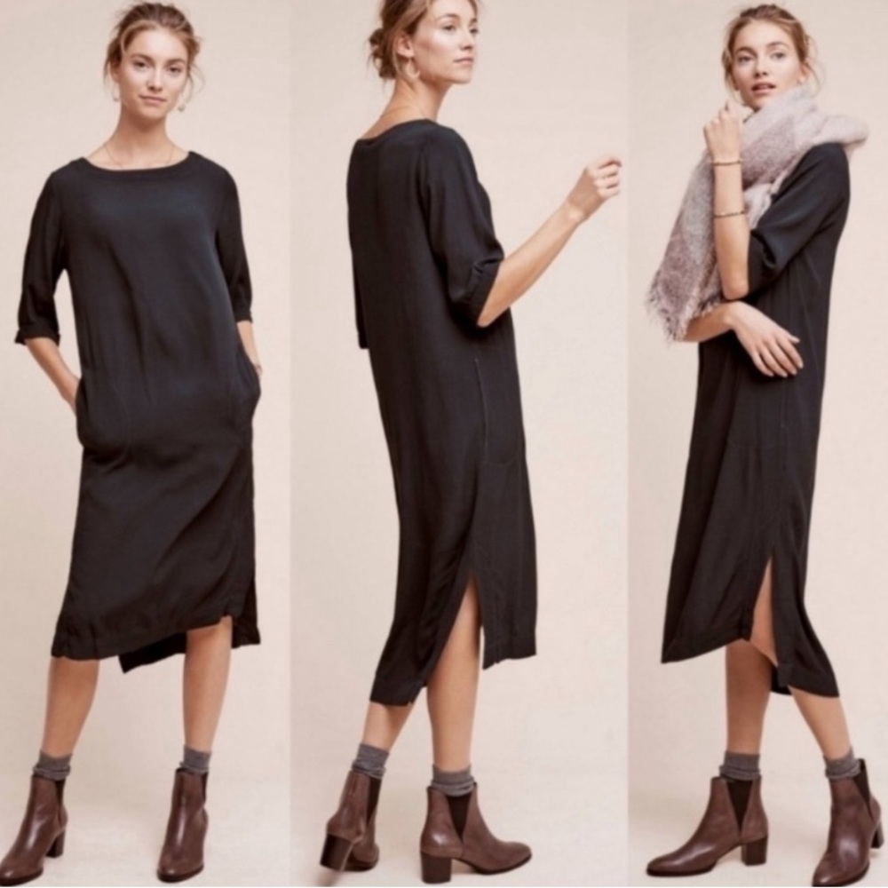 Anthropologie Holding Horses Black Midi Dress, Size XS - Picture 1 of 10